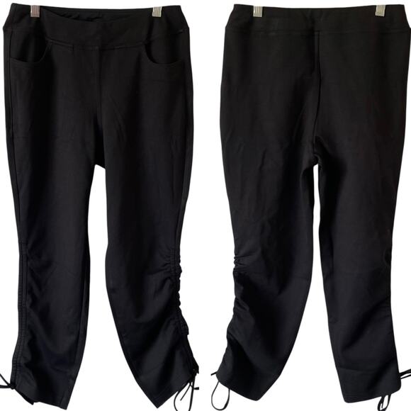 BELLE BY KIM GRAVEL NWOT Ponte Convertibelle Crop Pants with Tie 4 Petite Black - Picture 1 of 6